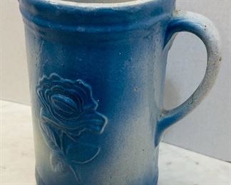 #39 - NOW $25 was $50 • Early American stoneware rose pitcher  • 9”high