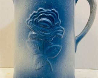 #39 - NOW $25 was $50 • Early American stoneware rose pitcher  • 9”high