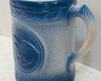 #50  - $50 • Early American stoneware pitcher  • American eagle design • 9high