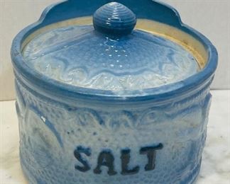 #51 - $40 • Early American salt canister  • American eagle design  • 6high 5”across