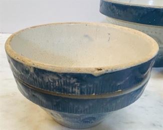 #52 - Now $180 was $250 •  Early American stoneware wedding ring pattern nesting bowls  • seven pieces