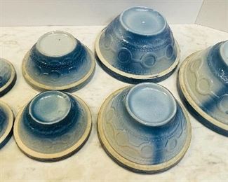 #52 - Now $180 was $250 •  Early American stoneware wedding ring pattern nesting bowls  • seven pieces
