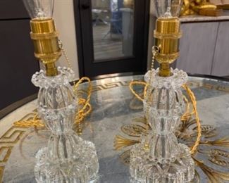 #15 Pair of glass stick lamps $90 -13"to light bulb. x 4 1/2"W 