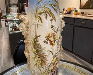 20- $250 French Pottery glazed tall vase 25"H x 1'W