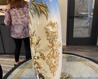 20- $250 French Pottery glazed tall vase 25"H x 1'W