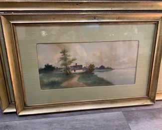#24 - $250 Set of two watercolors print lake scene 34" x 23"