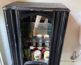 #34 - $80 - Small black cabinet with light  18 1/2"W x 11"D x 34"T 