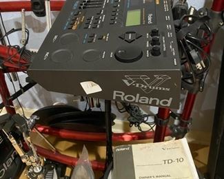 10 - Roland V-Drums KD-10 w/Expansion Module - KD-120 K, PD-102 (3), PD-100 (2), CY-12H, CY-14C (2), CY-15R, additional mesh heads (2), Snare Stand, FD-8 Controller, Kick Pedal, and 3 SidedMounting Rack, with all mounts, cymbal arms $1,400 
