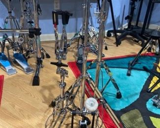 #36 - $100 - Sound Percussion Hardware, snare stand, kick pedal, straight cymbal stands (2)