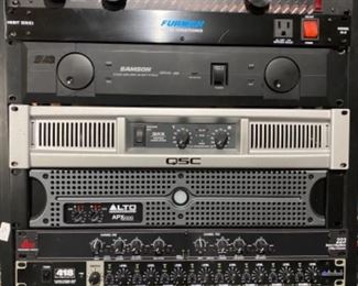 #66 -$70 Furman Power Conditioner Merit Series M-8, #67- $125 Sampson Servo 260 Stereo Amplifier, #68 $225 QSC GX3 Power Amplifier, #69 $290 Alto APX1000 Stereo Power Amplifier, #70 $75 dBx 223 Stereo/Mono Crossover, #71 $150 ART 418 8 Channel Rack Mixer, #72 $150 Antares AVP-a Vocal Processor