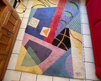 $125 Geometric carpet wool 4' x 7.5' 