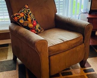 $100 Ultrasuede manual recliner chair   • 36high 33wide 33deep