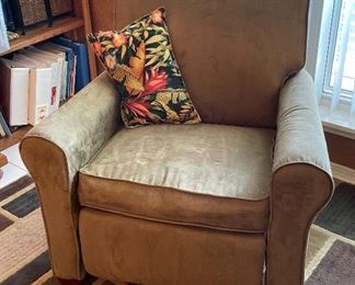 $100 Ultrasuede manual recliner chair   • 36high 33wide 33deep