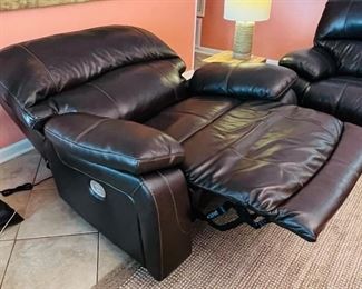 $495 Ashley Damacio Electric oversized zero wall leather recliner • 43high 56wide 44deep