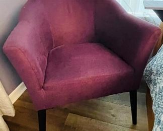 $55  Purple fabric accent chair  • 31high 27wide 25deep