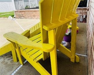 $145   Yellow Adirondack chairs with Ottomans •  solid wood  • Sold as set