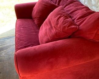 $275 Twin size sleeper sofa red micro suede large chair was not used 