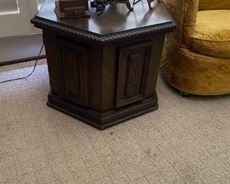 Hexagonal hard wood end table 