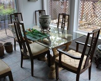 glass-top table, dauphin base