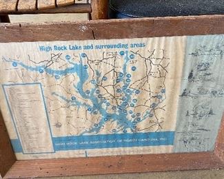 Vintage Framed High Rock Lake Map