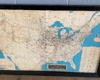 Framed Vintage Union Pacific Railroad Map