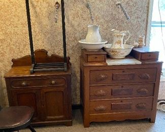 Walnut Marble Top Commodes & Dressers