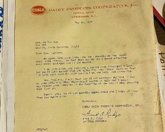 Coble Dairy Paper Ephemera