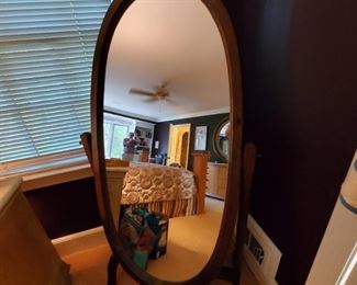 Oval Wooden Tilt Mirror
