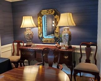 Buffet, lamps and dining table