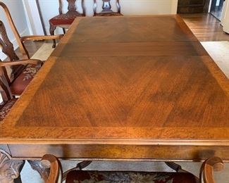 Dining table with 8 tapestry chairs from Robert W. Irwin co.