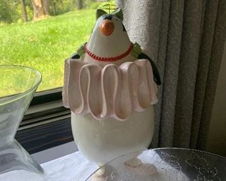 Penguin cookie jar.