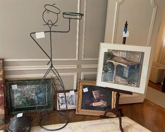 Art work and a wine tree.