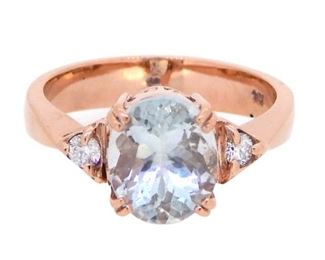 2.65ct Aquamarine & 0.13ct Diamond Ring