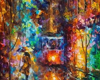 Afremov Evening Trolley Giclee