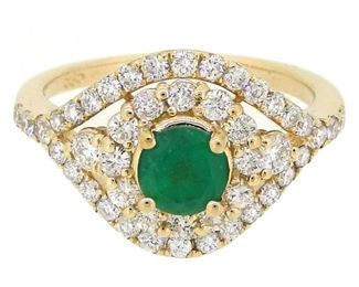 0.67ct Emerald & 0.95ct Diamond Ring