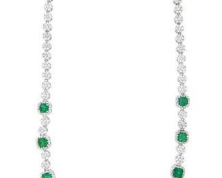 10.60ct Emerald & 7.64ct Diamond Necklace