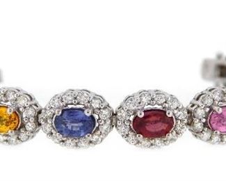 10.19ct Multicolor Sapphire & 5.00ct Diamond Bracelet