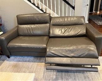 Natuzzi leather reclining sofa - 87" wide x 35" high x 25" deep with a 17" seat height.  