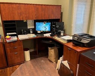 L-shaped desk (all electronics shown here are NOT for sale)