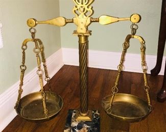 early brass and marble "Scale of Justice"