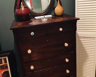 super nice antique five drawer chest with shaving mirror