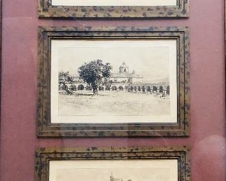 Set of three original etchings 
by Louis Braunhold, 19th century illustrator