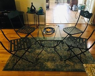 Wrought iron table and chairs. 