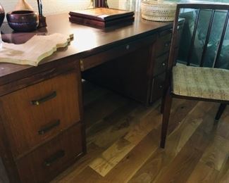 1960s Leopold Executive Desk and Chair. Solid Walnut