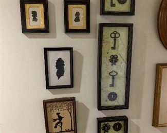 Silhouettes -antique and framed keys -modern 