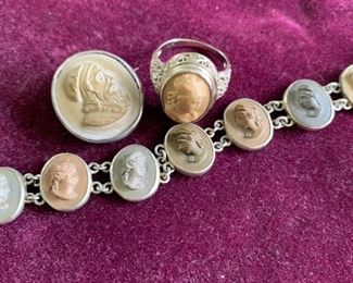 Carved lava rock cameos