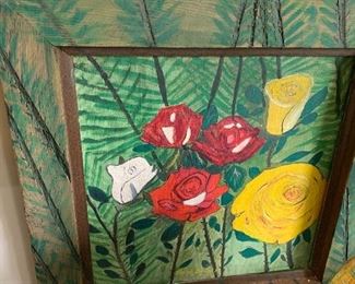 Tom Doran folk art -note painted frame