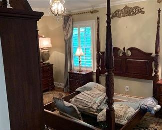 Queen bedroom suite; rug; Custom curtains, pillows, spread -sold as a set