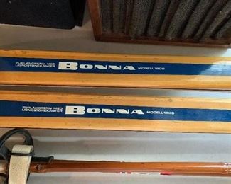Bonna wood skis and poles