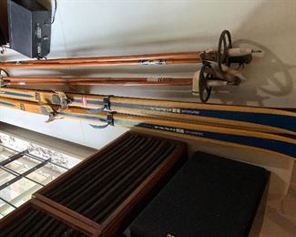 Bonna wood skis and poles